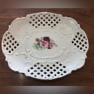 Baum Brothers Formalities Victorian Rose 11.75" Pierced Sandwich Platter